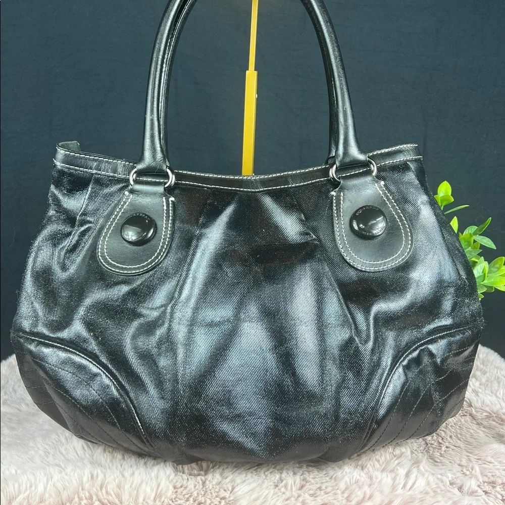 Burberry Blue Label Black Waxed Denim Handbag - Picture 2 of 10